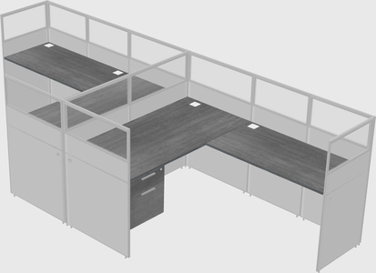 Shared l-shaped cubicle