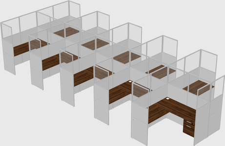 Shared l-shaped cubicle