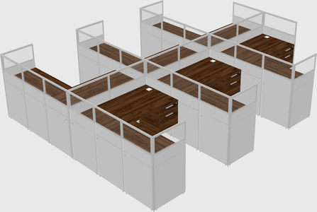 Shared l-shaped cubicle