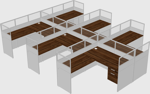 Shared l-shaped cubicle