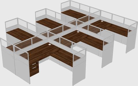Shared l-shaped cubicle