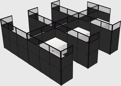 Shared l-shaped cubicle