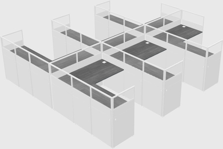 Shared l-shaped cubicle