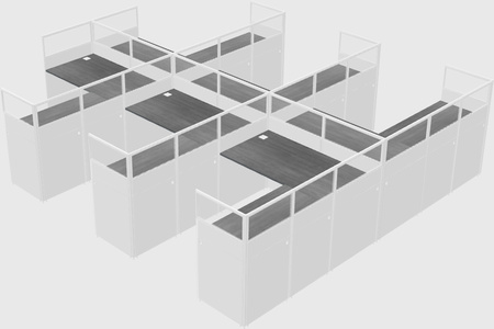 Shared l-shaped cubicle