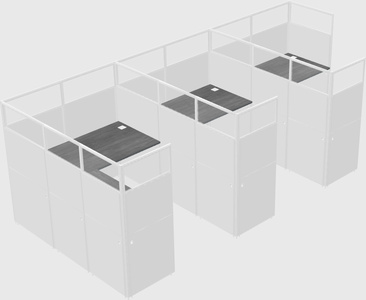Shared l-shaped cubicle