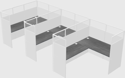 Shared l-shaped cubicle