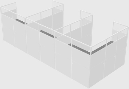 Shared l-shaped cubicle