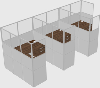 Shared l-shaped cubicle