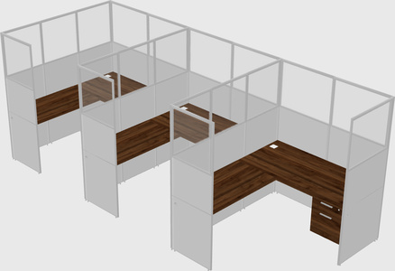 Shared l-shaped cubicle