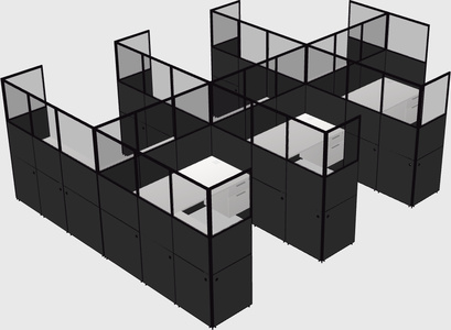 Shared l-shaped cubicle