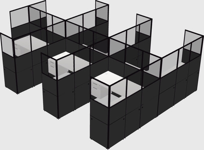 Shared l-shaped cubicle