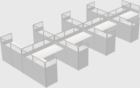Shared l-shaped cubicle