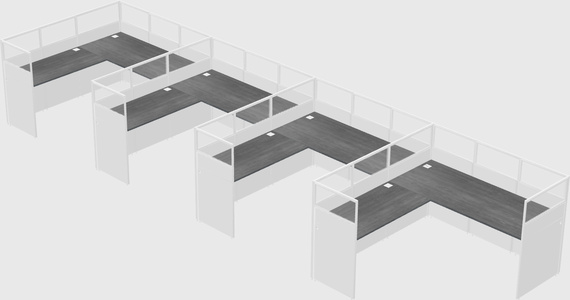 Shared l-shaped cubicle