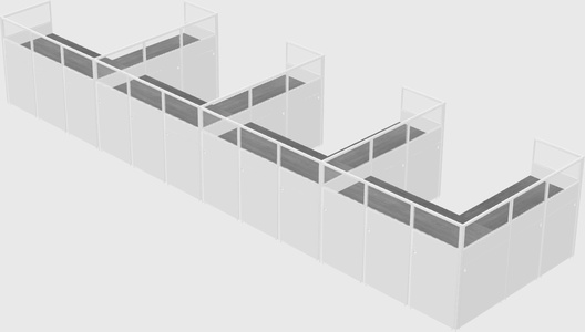 Shared l-shaped cubicle