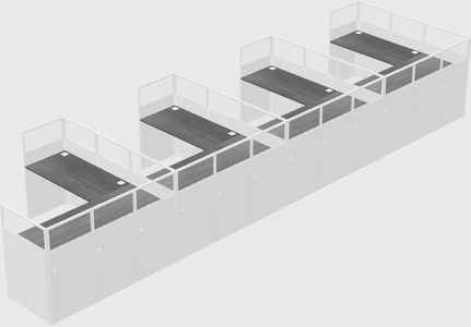 Shared l-shaped cubicle