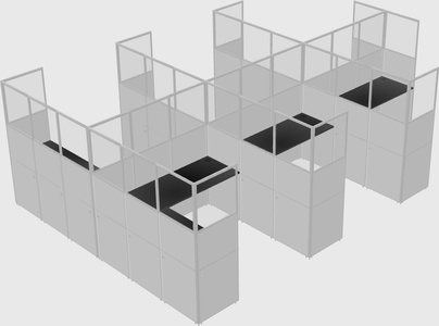 Shared l-shaped cubicle