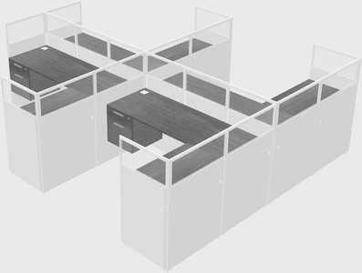 Shared l-shaped cubicle