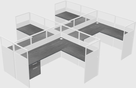 Shared l-shaped cubicle