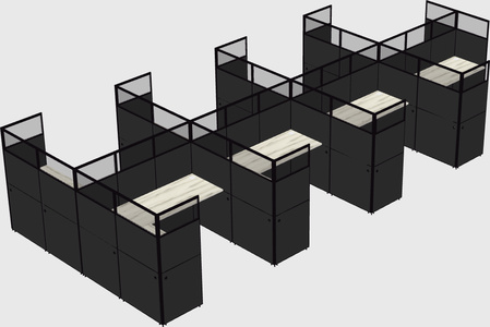 Shared l-shaped cubicle