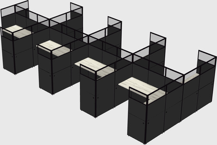 Shared l-shaped cubicle