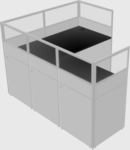 Shared l-shaped cubicle