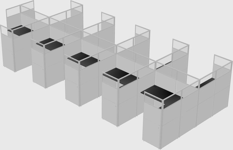Shared l-shaped cubicle