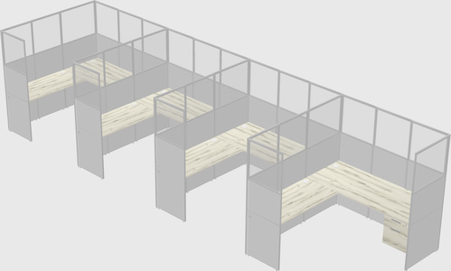 Shared l-shaped cubicle