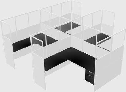 Shared l-shaped cubicle