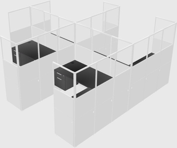 Shared l-shaped cubicle