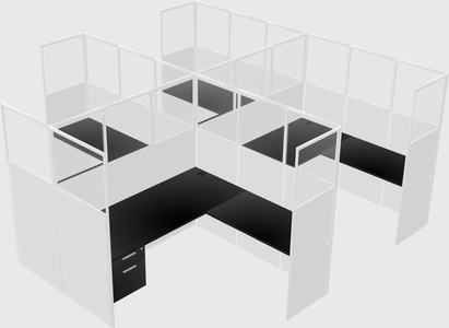 Shared l-shaped cubicle
