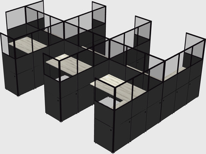 Shared l-shaped cubicle