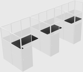 Shared l-shaped cubicle