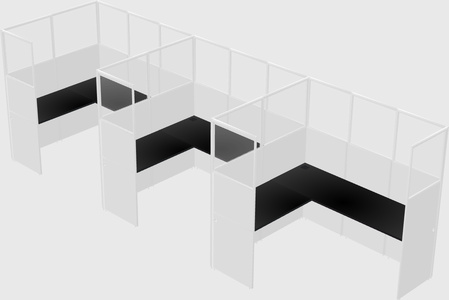 Shared l-shaped cubicle