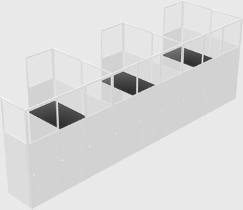 Shared l-shaped cubicle