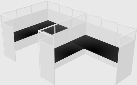 Shared l-shaped cubicle