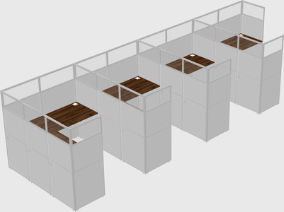Shared l-shaped cubicle