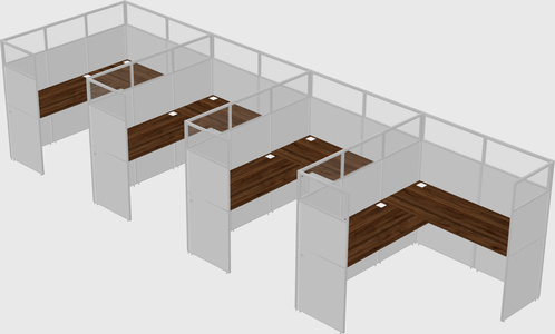 Shared l-shaped cubicle