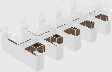 Shared l-shaped cubicle