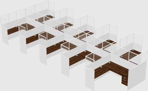 Shared l-shaped cubicle