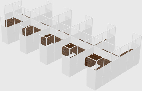 Shared l-shaped cubicle