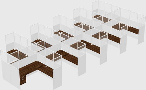 Shared l-shaped cubicle