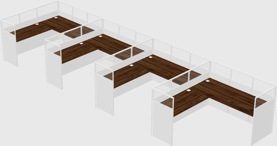 Shared l-shaped cubicle