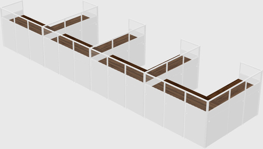 Shared l-shaped cubicle