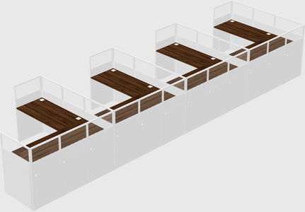 Shared l-shaped cubicle