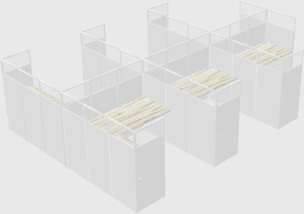 Shared l-shaped cubicle