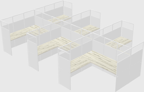 Shared l-shaped cubicle