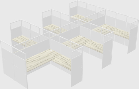Shared l-shaped cubicle