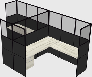 Shared l-shaped cubicle