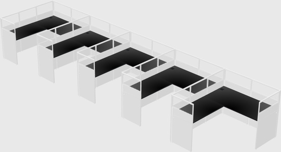 Shared l-shaped cubicle