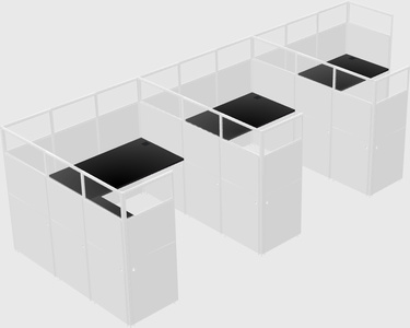 Shared l-shaped cubicle